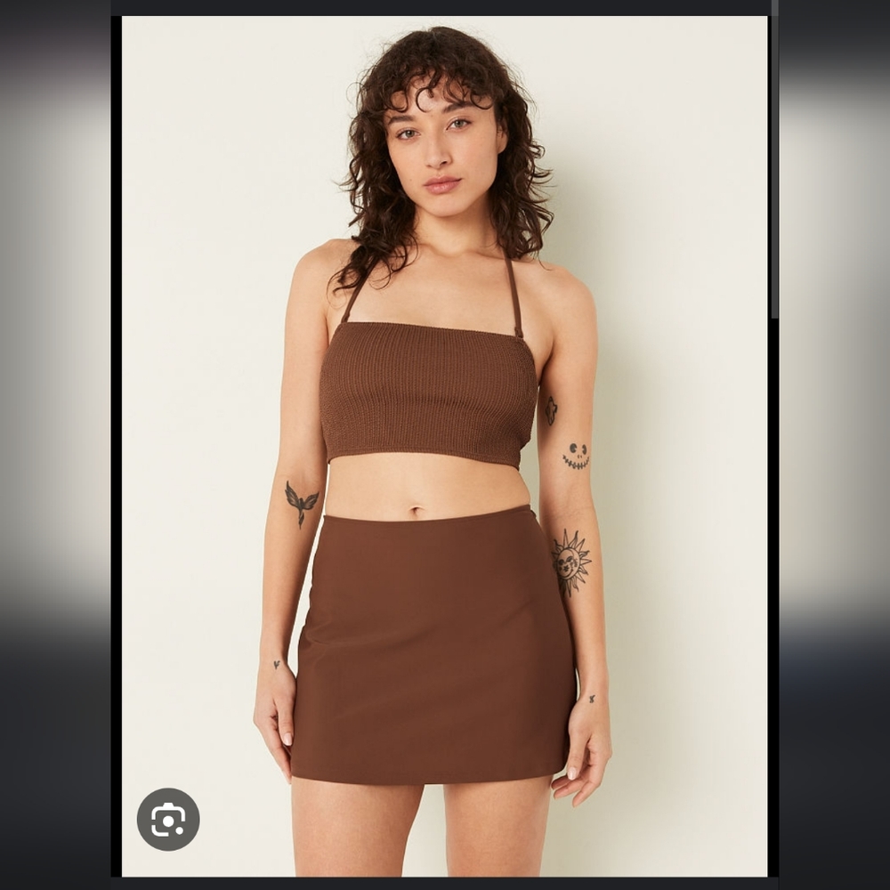 PINK SWIM COVER-UP MINI SKIRT in SOFT CAPPUCCINO
